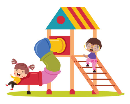 Cartoon Kid Plating At Parkのイラスト素材