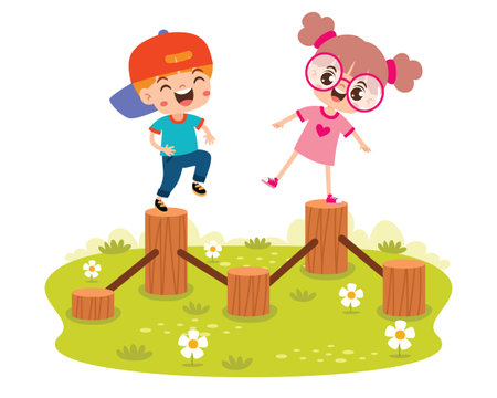 Cartoon Kid Plating At Parkのイラスト素材