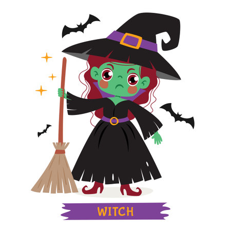 Cartoon Drawing Of A Witchのイラスト素材