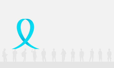 Light blue ribbon with rows of men on a white background. International Men's Day background and Copy space area. Suitable to be placed on content with that theme.のイラスト素材