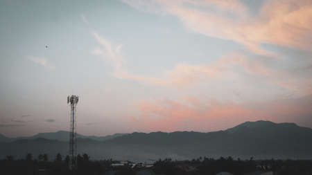 time-lapse of clouds over the cityの写真素材