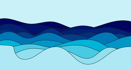 Abstract Wavy Background in Pastel Color Design sweet color. Blue river ocean wave layer vector background illustrationのイラスト素材