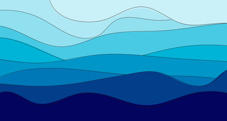 Abstract Wavy Background in Pastel Color Design sweet color. Blue river ocean wave layer vector background illustrationのイラスト素材