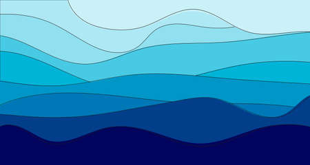 Abstract Wavy Background in Pastel Color Design sweet color. Blue river ocean wave layer vector background illustrationのイラスト素材