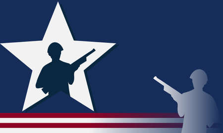 Veterans Day Background with Silhouette of a veteran soldier, and Copy Room Area. Suitable to be placed on content with that theme.のイラスト素材