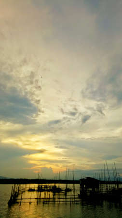 sunset on lake Limboto, Gorontaloの写真素材