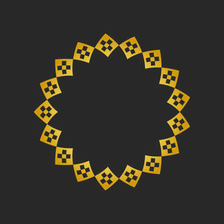 Collection of black backgrounds and golden geometric elements. Icons, and seamless patterns. Templates with luxury foil for packagingのイラスト素材