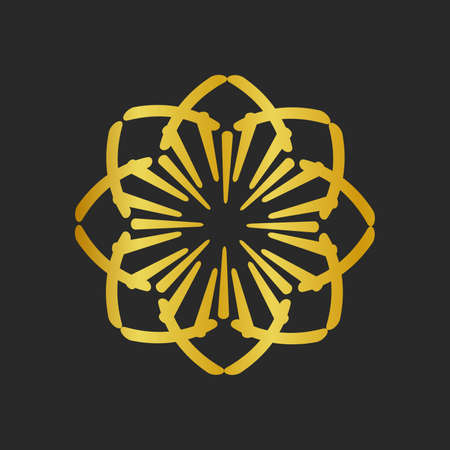 Collection of black backgrounds and golden geometric elements. Icons, and seamless patterns. Templates with luxury foil for packagingのイラスト素材