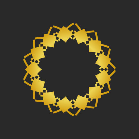 Collection of black backgrounds and golden geometric elements. Icons, and seamless patterns. Templates with luxury foil for packagingのイラスト素材