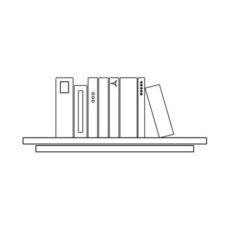 sketch of a row of books lined up on a bookshelf for coloring booksのイラスト素材