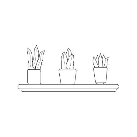 sketch of a plant in a flowerpot for coloring bookのイラスト素材