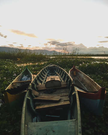 traditional fishing boat. limboto lakeの写真素材