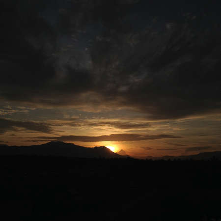 Beautiful landscape view with sunsetの写真素材