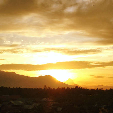 Beautiful landscape view with sunsetの写真素材