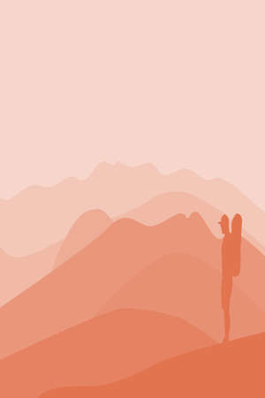 Mountain illustration, outdoor adventure. Vector graphic for t-shirt and other uses.のイラスト素材