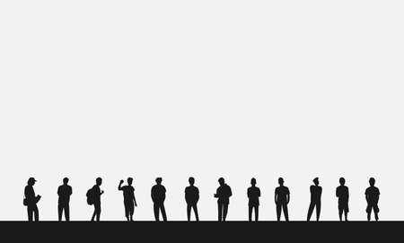 Group diversity silhouette multiethnic people. Community of colleagues or collaborators. Collaborate. Male social network community of diverse culture.のイラスト素材