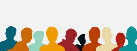 Group diversity silhouette multiethnic people. Community of colleagues or collaborators....