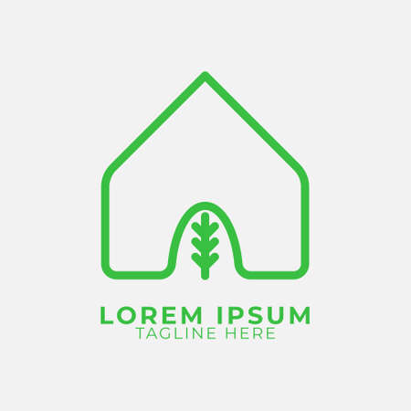 Green House logo. Eco House Logo abstract design vector template. Home services Household Ecology green smart Logotype concept icon.のイラスト素材