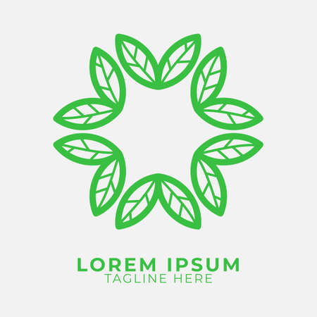 Abstract green Nature Logo design templates - emblems for holistic medicine centers, natural and organic food products, and packaging. Organic farming logo design idea.のイラスト素材
