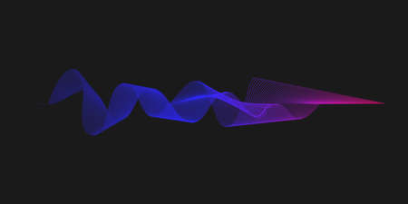 Abstract wave lines dynamic flowing colorful light isolated on black background. Vector illustration...