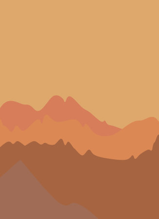 Abstract contemporary landscape posters. Modern boho background, minimalist wall decor. Vector art print.のイラスト素材