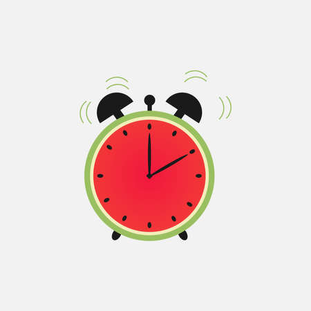 watermelon-themed alarm illustration. Flat illustration