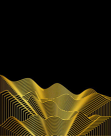 Mountain line art background, luxury gold wallpaper design for the cover, invitation background, packaging design, wall art, and print.のイラスト素材