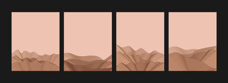 Set of Abstract mountain contemporary aesthetic backgrounds landscapes. with mountain, forest, sea,...