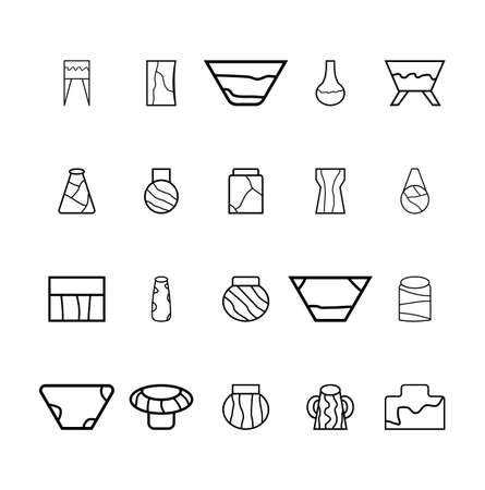 set of flower vase line artのイラスト素材