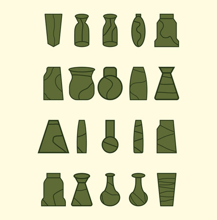 set of aesthetic plant potのイラスト素材