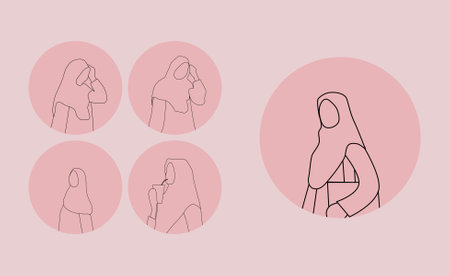 woman in Hijab Line Artのイラスト素材