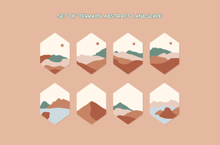 set of Terrain Abstract Landscapeのイラスト素材