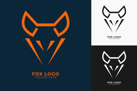Fox logo minimalist design. modern shape unique head fox logo designのイラスト素材