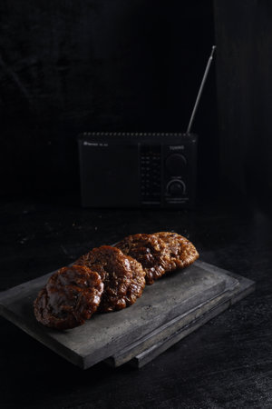 cucur cake isolated on black background. Indonesian cakeの写真素材