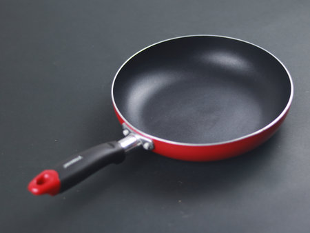 frying pan isolated on black backgroundの写真素材