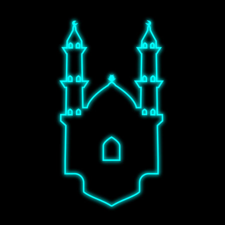 Islamic Neon Mosque elementの写真素材