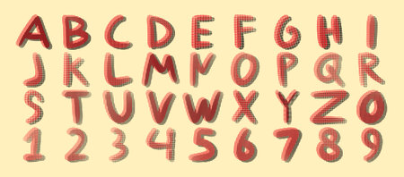 Alphabet made of dots, letters and numbers. Vector illustration.のイラスト素材