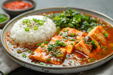 kimchi jjigae isolated on white backgroundの素材