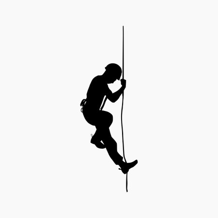 Silhouette of a climber on a white background. Vector illustration.のイラスト素材