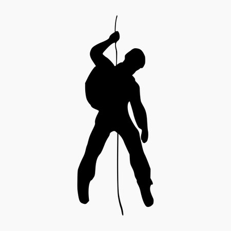 Silhouette of a climber on a white background. Vector illustrationのイラスト素材