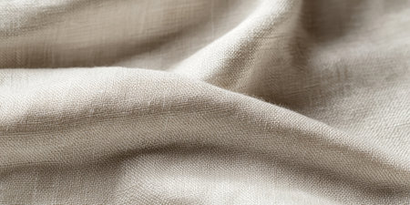 Texture of crumpled beige fabric as background, closeupの素材