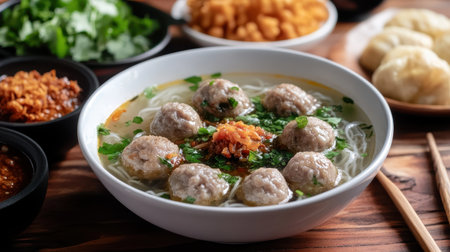 bakso, meatball soup with noodles, indonesian cuisineの素材