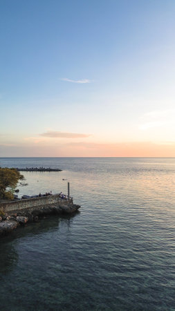 Beautiful sunset on the Adriatic sea, Montenegro.の写真素材