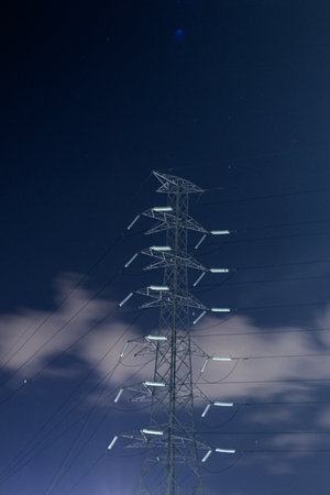 high voltage post.High voltage post.High-voltage tower sky background.
