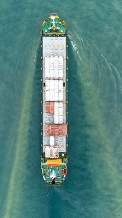 Aerial View of Container Ship on Water