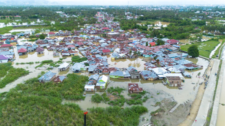 Aerial View of Flooded Residential Area