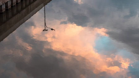 Reflection of Clouds in Water at Duskの写真素材