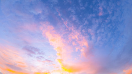 Colorful Sky with Clouds at Sunsetの写真素材