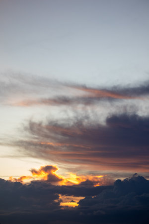 Dramatic Sky with Clouds During Sunsetの写真素材