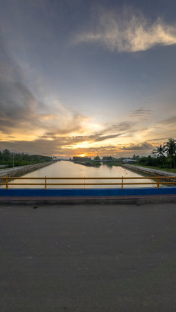 Scenic View of Canal at Sunset